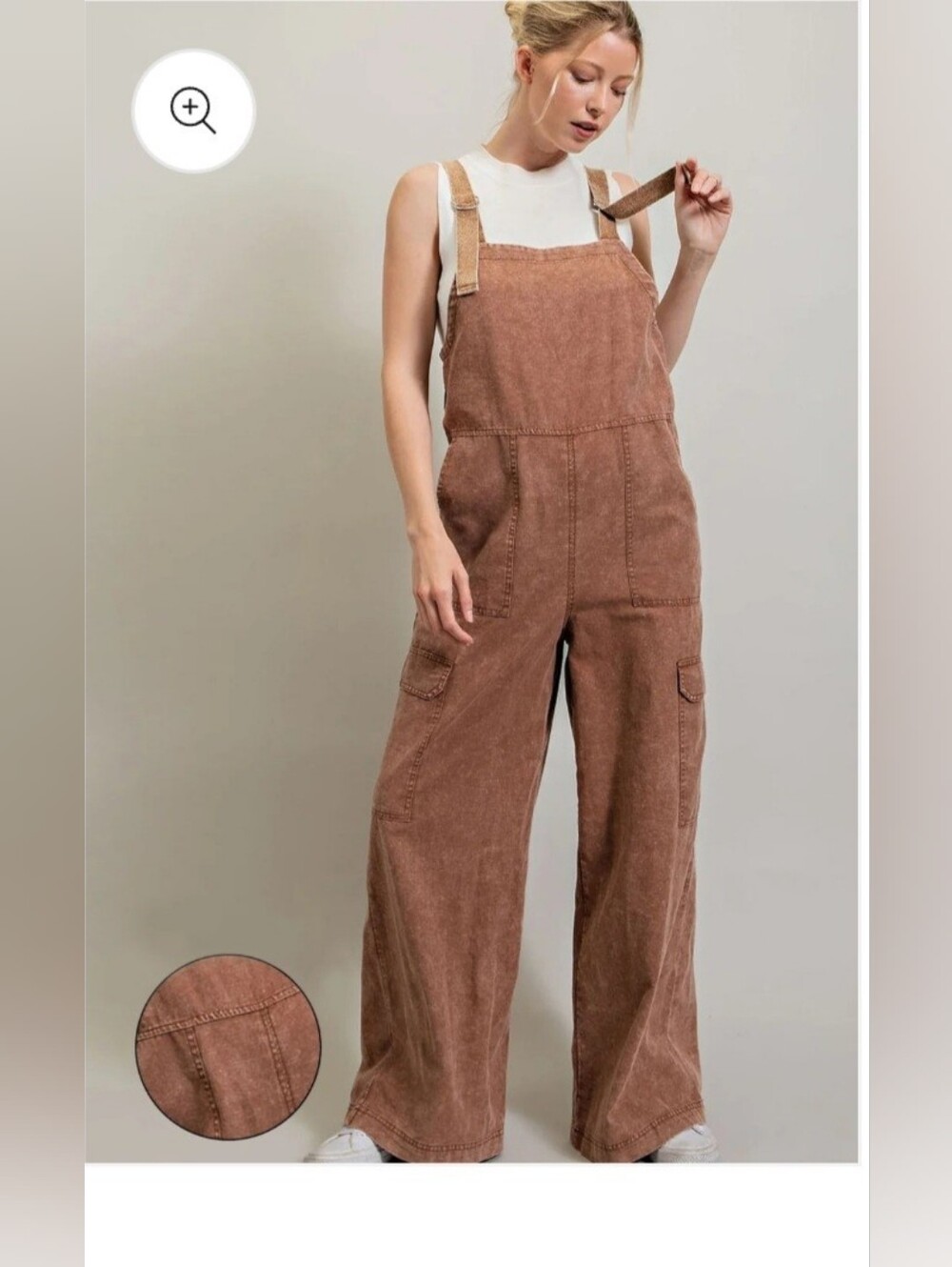 Women's Wide-Leg Overalls - Brown Wash